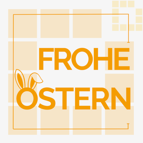 Eine Grafik mit der Aufschrift "Frohe Ostern"